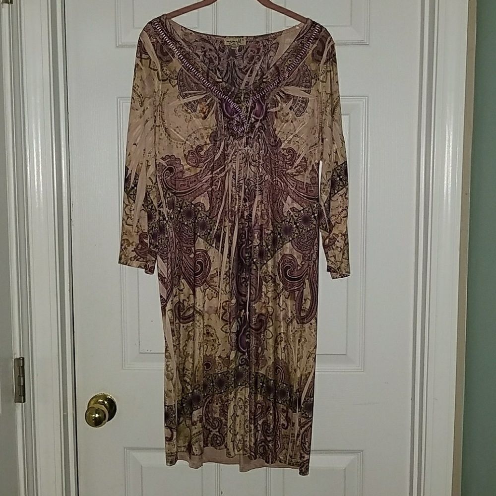 One World  3/4th length sleeve dress Sz M NWOT